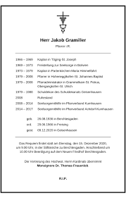 Lebenslauf beerdigung muster ist eine weitere der einrichtungsideen, die sie für ihre verwenden können lebenslauf. Pfarrer Jakob Gramiller Verstorben