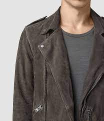 Allsaints Us Mens Takeo Suede Biker Jacket Anthracite Grey Latest Mens Fashion Suede Biker Jacket Stylish Jackets