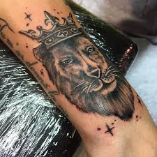 Unique dark skin tattoo design: King Lion Stay Gold Tattoo Shop Facebook