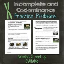 Genetics Incomplete Dominance And Codominance Practice Worksheet Life Science Lessons Teaching Biology Genetics Lesson