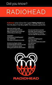 Did You Know That Radiohead S Name Came From A Talking Heads Song Radiohead Talking Heads Favorite Lyrics