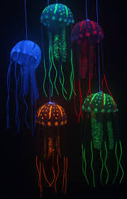 Glow In The Dark Uv Black Light Fluoresce Fish Tank Sensory Jellyfish Decor Jellyfish Jellyfish Jewelry G Jellyfish Decorations Blacklight Party Fish Lamp