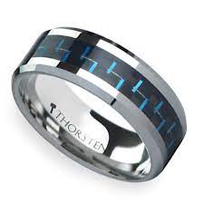 Black Blue Carbon Fiber Inlay Tungsten Carbide Men S Ring 8mm
