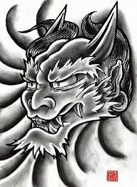 Belo Design De Tatuagem Demonio Oriental Preto E Cinza Tattooimages Biz