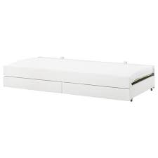 Slakt Pull Out Bed With Storage White Ikea Pull Out Bed Bed Storage Bed Slats