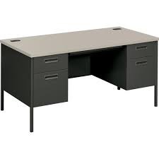 Browse hon commercial office desks on sale, by desired features, or by customer ratings. Hon Metro Classic Double Pedestal Desk Rectangle Top 4 Drawers 30 Table Top Length X 60 Table Top Width Assembly Required Steel Zerbee