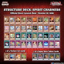 The power up with packs supplement on the back of the included play mat suggests combining this deck with the following cards from these sets.sauravis, the ancient and ascended, pot of acquisitiv. Yugioh News On Twitter ð—¦ð˜ð—¿ð˜‚ð—°ð˜ð˜‚ð—¿ð—² ð——ð—²ð—°ð—¸ ð—¦ð—½ð—¶ð—¿ð—¶ð˜ ð—–ð—µð—®ð—¿ð—ºð—²ð—¿ð˜€ The Full Tcg Card List Of Structure Deck Spirit Charmers Has Been Confirmed Yugioh éŠæˆ¯çŽ‹ Https T Co 3s5wil4bhy