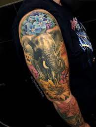 Sunflower And Elephant Colour Tattoo Elephant Colour Colour Tattoo Tattoos