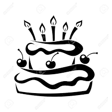 A comic drawing with a contour and a colored silhouette. Black Silhouette Of Birthday Cake Vector Illustration Royalty Free Cliparts Vectors And Stock Illustration Image 20960804