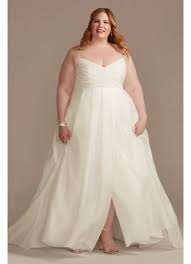 Get the best deal for david's bridal organza wedding dresses from the largest online selection at ebay.com. Pleated A Line Plus Size Wedding Dress With Slit David S Bridal