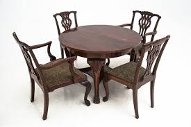 Browse gumtree free online classifieds for antiques for sale from french polished antique.to go with the table are two chairs with arm rest and eight other matching chairs. Antique Dining Table Chairs Set Set Of 5 For Sale At Pamono