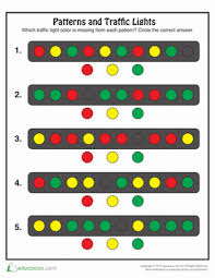 My daughter loves everything that moves, so she had a blast with these 4 transportation. Traffic Lights Pattern Recognition Worksheet Education Com