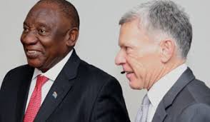 President Cyril Ramaphosa and Discovery CEO Adrian Gore