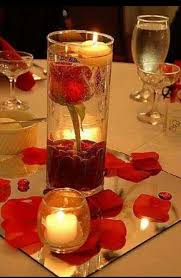 Romantic Table Setting Red Wedding Centerpieces Candle Wedding Decor Flower Centerpieces Wedding
