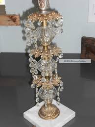 Antique Vintage Brass Marble Table Lamp Base With Crystals Vintage Table Lamp Crystal Table Lamps Table Lamp Design