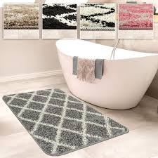 Badezimmer Teppich Rauten Design Pink Badteppich Badematten Teppich