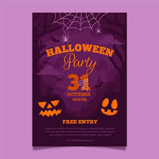 Orange and charcoal halloween event flyer. Free Vector Poster Template For Halloween Event