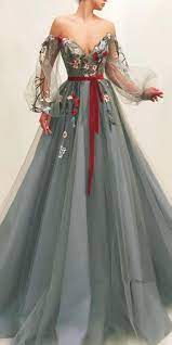 Sg Aus Der Schulter Lange Armel A Linie Tull Lange Abendkleider Auf Storenvy Robe De Bal Robes De Bal Longues Robe Fantaisie