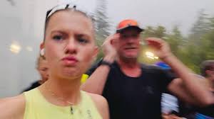My daughter and I in the rain at the start of the Big Sur International  Marathon this last weekend (after getting rained