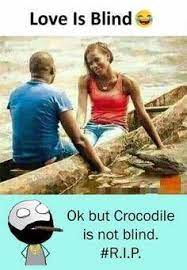 Love Is Blind But Crocodile Is Not Funny Couples Memes Very Funny Memes Really Funny Memes