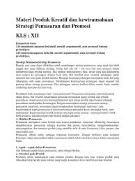 Maybe you would like to learn more about one of these? Materi Produk Kreatif Dan Kewirausahaan Strategi Pemasaran Dan Promosi Pdf