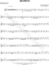 Onerepublic Secrets C Instrument Sheet Music Flute Violin Oboe Or Recorder In Eb Major Transposable Download Print Sku Mn0116614