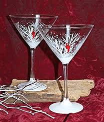 This giant martini glass will make a fun and festive addition to your southwest style kitchen or dining room. Hand Painted Martini Glasses Winter Snow With Red Cardinal Set Of 2 In Kenya Whizz Martini Glasses