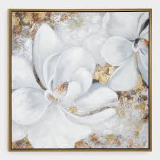 White And Gold Floral Framed Canvas Wall Art Floral Wall Art Canvases Floral Wall Art Canvas Wall Collage