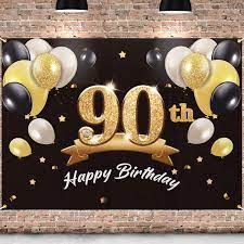 40th anniversary logo with golden ring, confetti and red ribbon isolated on elegant black background, sparkle, vector design for greeting card and invitation card. Happy 90th Birthday Banner Backdrop 90 Birthday Party Decorations Supplies For Men Black Gold 4 X 6ft Walmart Com Walmart Com