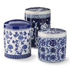 The blue and whites colors do not match. Blue White Ceramic Canisters Blue And White Dinnerware Ceramic Canisters Blue And White
