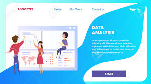 data analysis chart landing page vector character business man