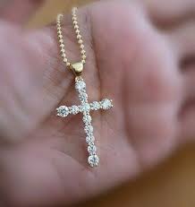 Diamond cross pendant in 14k white gold 0.05 ctw. 5ct Diamond Cross Pendant Necklace With Chain 14k Yellow Gold Over Women S Men S Ebay