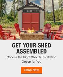 Small sized garden buildings, tool sheds and storage boxes from arrow, best barns, duramax, handy home products. Sheds Garages Outdoor Storage The Home Depot