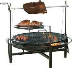Round Rock Fire Pit Grill Rotisserie Brasero Para Cocinar Cocina Al Aire Libre Fogatas Al Aire Libre