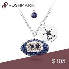 Nfl Football Team Dallas Cowboys Silver Necklace Description Nfl Team Dallas Cowboys Sterling Silver Womens Jewelry Necklace Football Necklace Shine Jewelry