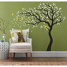 This removable animal wall decal is built with so much fun and creativity! Yanqiao Diy Removable Wall Art Decoration Wall Mural Vinyl Wall Decal Tree And Flying Birds Cherry Blossom Tree Wall Sticker For Kids Black White Buy Online In Aruba At Aruba Desertcart Com Productid 31950752