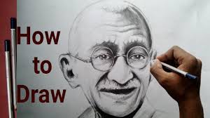 How To Draw Mahatma Gandhi Step By Step Tutorial For Beginners Gandhi Mahatma Gandhi Sketches Easy
