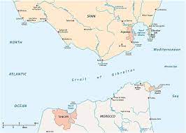 St Of Gibraltar On World Map Strait Of Gibraltar - Worldatlas