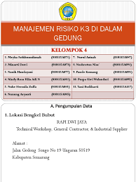 K3, zat berbahaya, ledakan, kebakaran, tabrakan/benturan,. Manajemen Risiko K3 Di Dalam Gedung