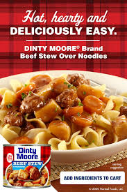 Dinty moore is an old time favorite which i first tasted when i was a kid. Dinty Moore Beef Stew Over Noodles Hormel Recipes Beef Dinner Shrimp Recipes For Dinner