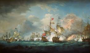 It was commissioned by king george iv as a part of a series of works to decorate three state reception rooms in st james's palace and link the hanoverian dynasty with military success. Battle Of Trafalgar Painting British French Spanish Navy War Art Canvas Print Kunst Com Antiquitaten Kunst