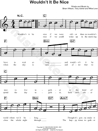 C f and after having spent the day together f#m c and then we'd be happy. The Beach Boys Wouldn T It Be Nice Sheet Music For Beginners In C Major Download Print Sku Mn0135673