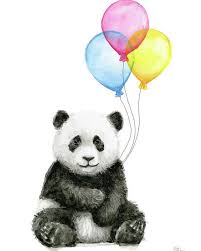 Baby Panda Watercolor With Balloons Poster By Olga Shvartsur Panda Art Animal Nursery Art Animal Wall Art Decor