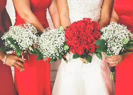 Red lace is a beautiful addition to your white wedding dress. Red And White Winter Bouquet Ideas Roses And Baby S Breath Bouquets Red Rose Bouquet Bridesmaid Photo Red Rose Wedding Red Bouquet Wedding Red Rose Bouquet