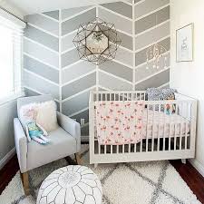 Herringbone This Nursery Is Chic But Love How It S So Neutral With Just A Few Girly Accents Des Nursery Accent Wall Accent Wall Bedroom Striped Accent Walls