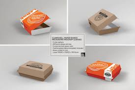 A gift box mockup from different point of view. Paper Clamshell Takeout Boxes Mockup Food Box Packaging Box Mockup Packaging Mockup