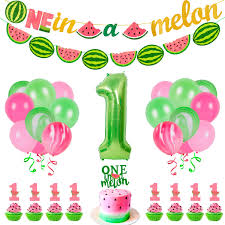 Searchandshopping.org has been visited by 1m+ users in the past month 35 Pcs Watermelon Party Decorations Baby Girl 1st Birthday One In A Melon Party Supplies For Kids Include Watermelon Birthday Theme Balloon Paper Banner Cake Topper By Patimate Buy Online In