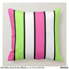 Black And White Striped Throw Pillow Hot Pink Lime Green Black And White Stripes Throw Pillow Zazzle Com In 2020 Stripe Throw Pillow Throw Pillows Striped Throw