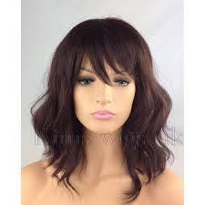 Dark Auburn Brown Beach Wave Ladies Womens Shoulder Length Bob Style Wig