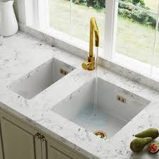 Brizo litze® single handle floor mount filler in luxe gold. Astini Hampton 100 1 0 Bowl White Ceramic Undermount Kitchen Sink Gold Waste Kitchen From Taps Uk